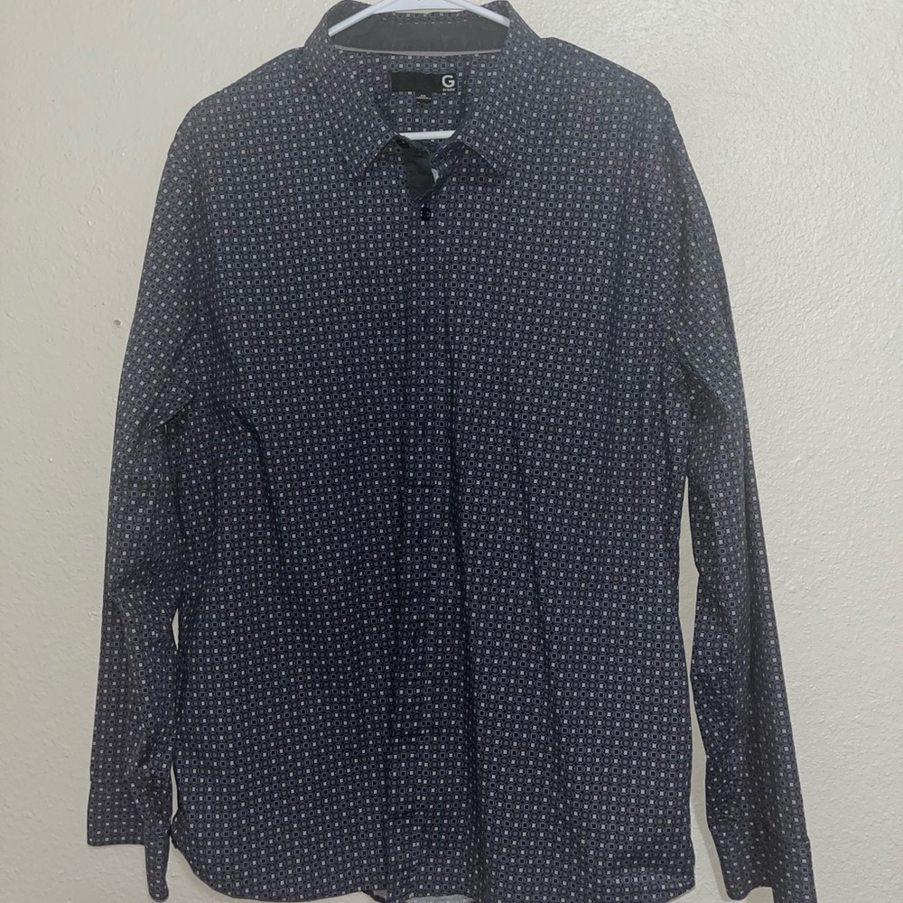 G by Guess Men's Long Sleeve Size XXL Cotton Geometric Print EUC